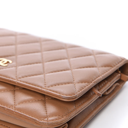 Chanel Lambskin Quilted Wallet on Chain WOC Dark Beige 11 of 23