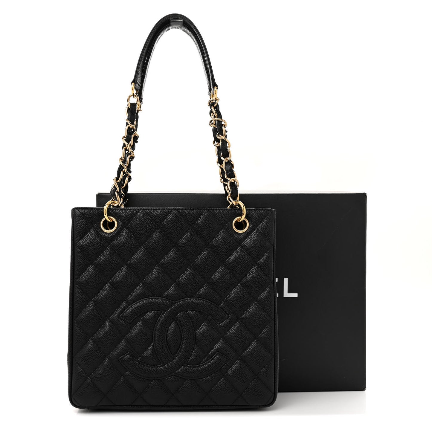 Caviar Quilted Petit Shopping Tote PST Black