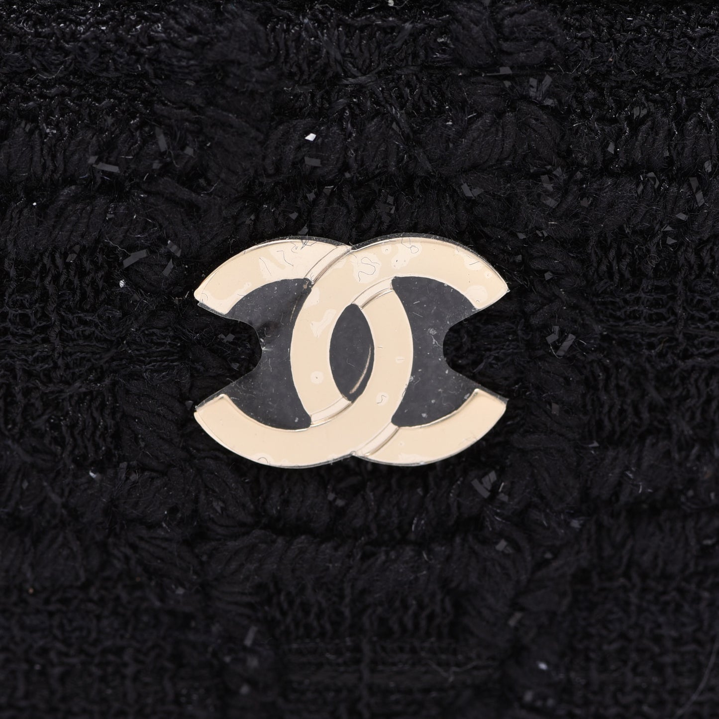 Tweed Lambskin Quilted Arm Coin Purse Black