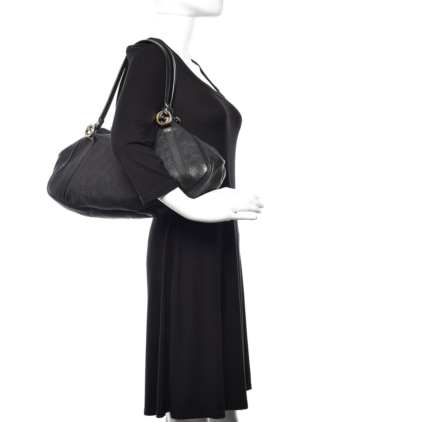Guccissima Medium GG Twins Shoulder Bag Black
