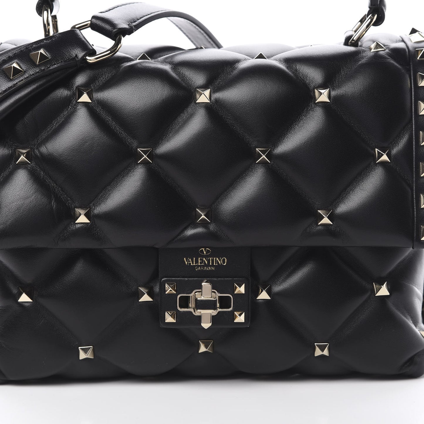 Nappa Medium Candystud Top Handle Bag Black