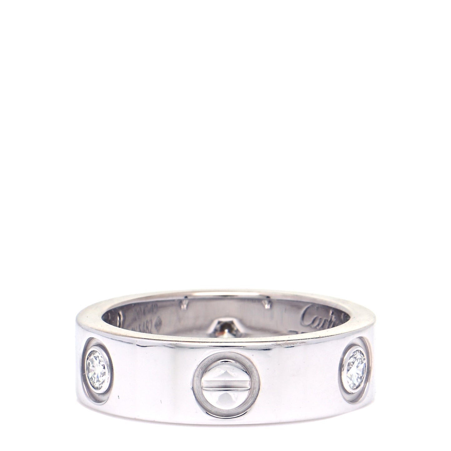18K White Gold 3 Diamond 5.5mm LOVE Ring 49 4.75