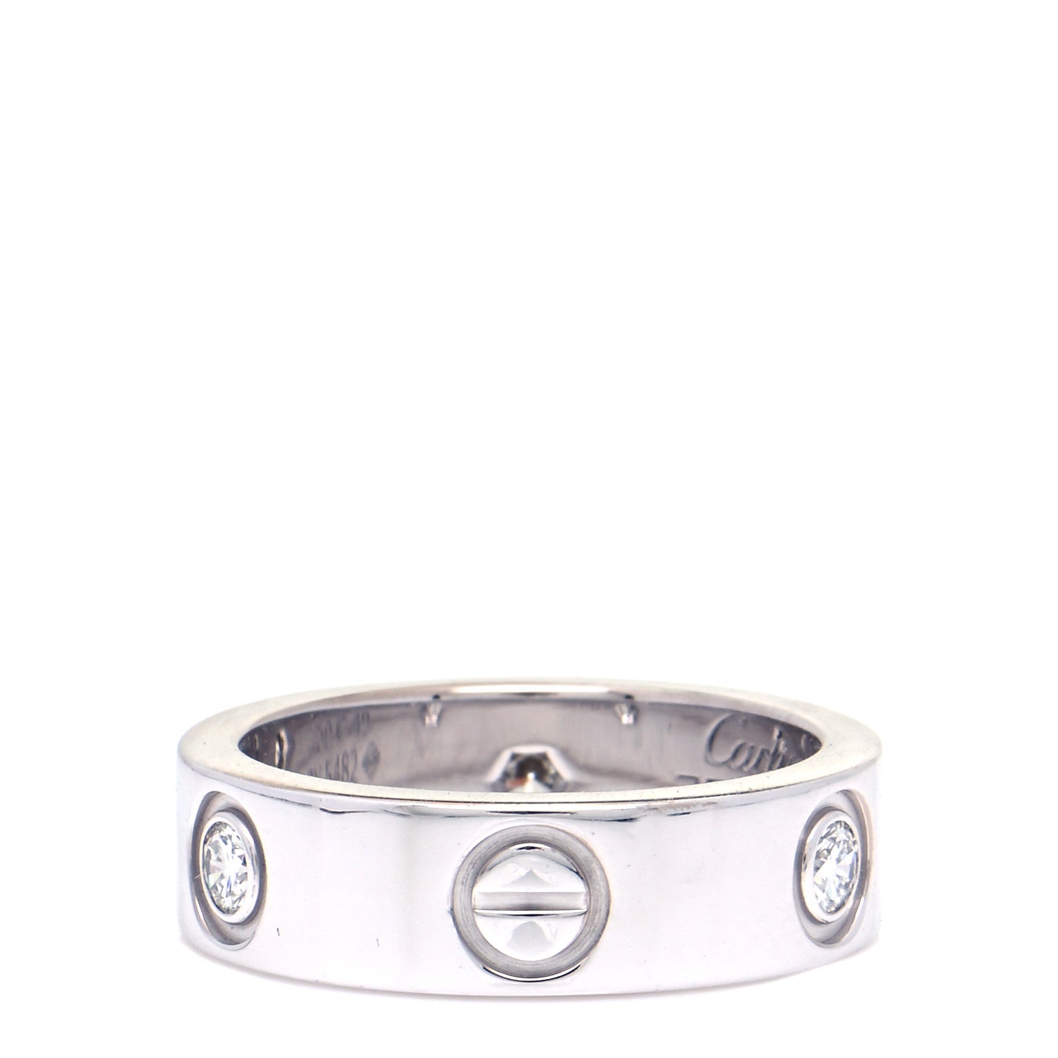 Cartier 18K White Gold 3 Diamond 5.5mm LOVE Ring 49 4.75 3 of 6