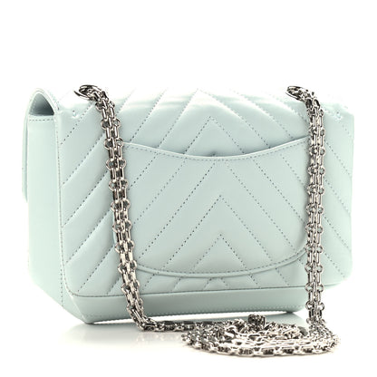 Chanel Aged Calfskin Chevron Quilted 2.55 Reissue Mini Flap Light Blue 3 of 9