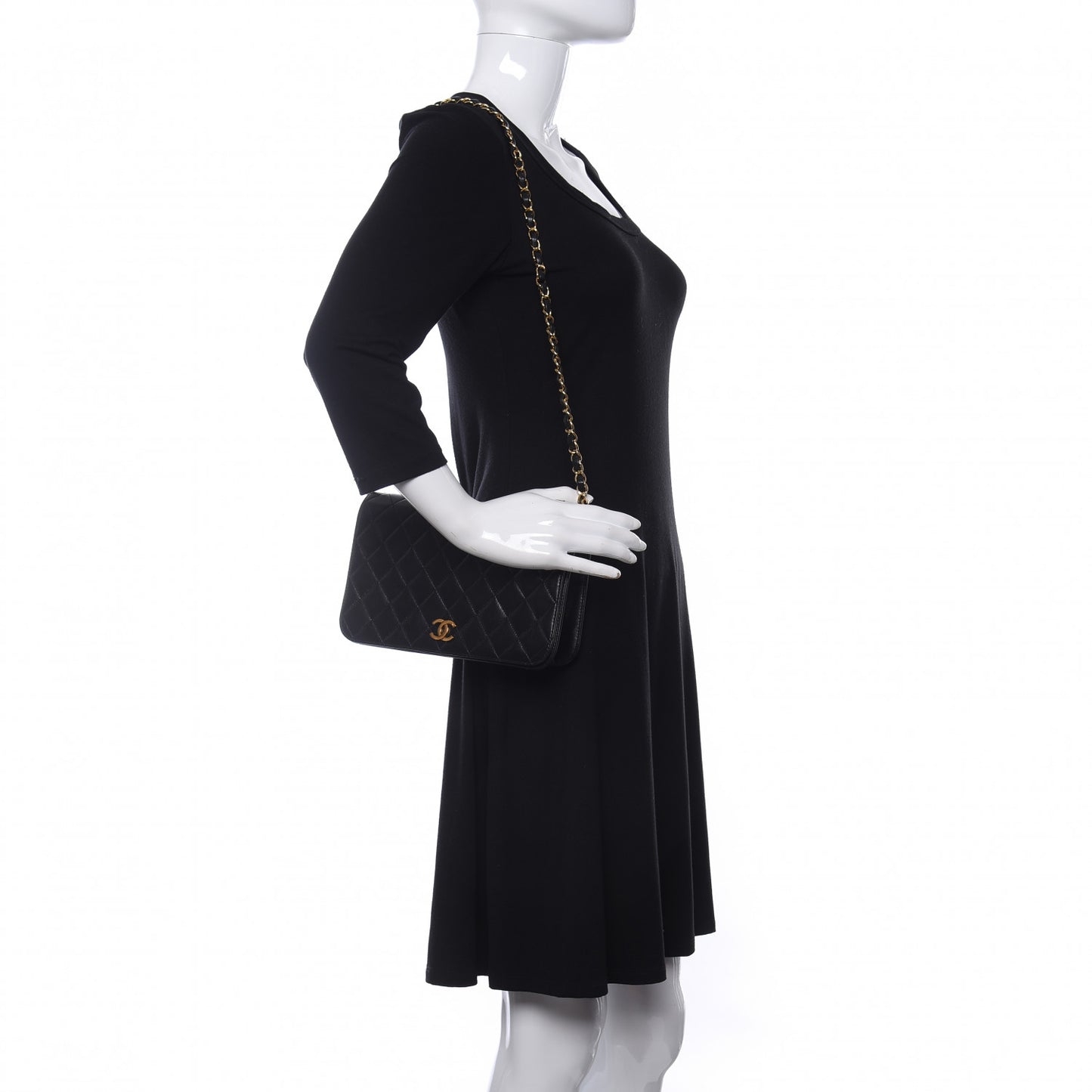 Lambskin Quilted Small Single Flap Black