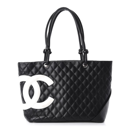 Chanel Calfskin Quilted Large Cambon Tote Black White 1 of 10