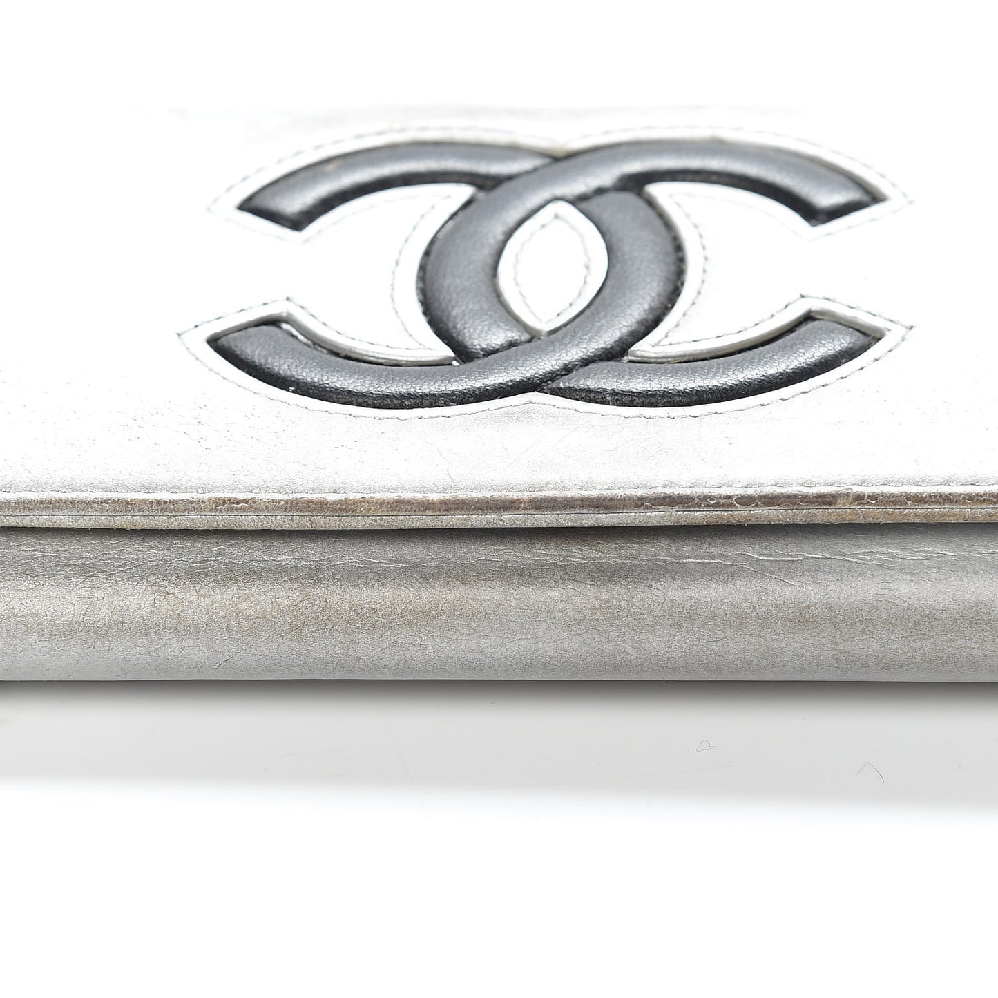 Lambskin Large CC Flap Wallet Silver