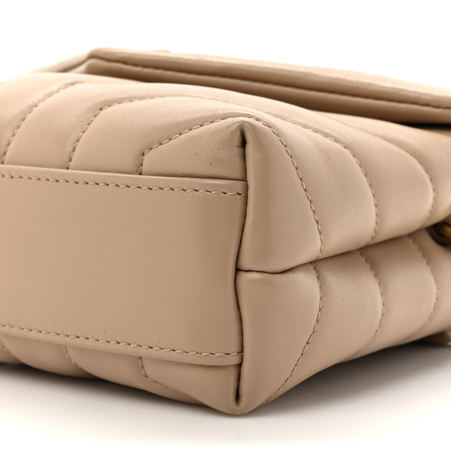 Saint Laurent Calfskin Y Quilted Monogram Toy Loulou Crossbody Bag Dark Beige 9 of 10