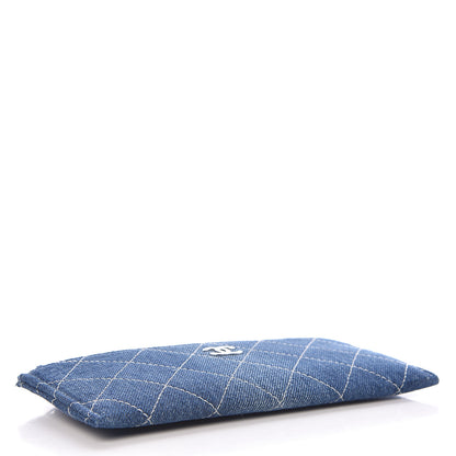 Chanel Denim Quilted Classic Zip Pouch Blue 4 of 8