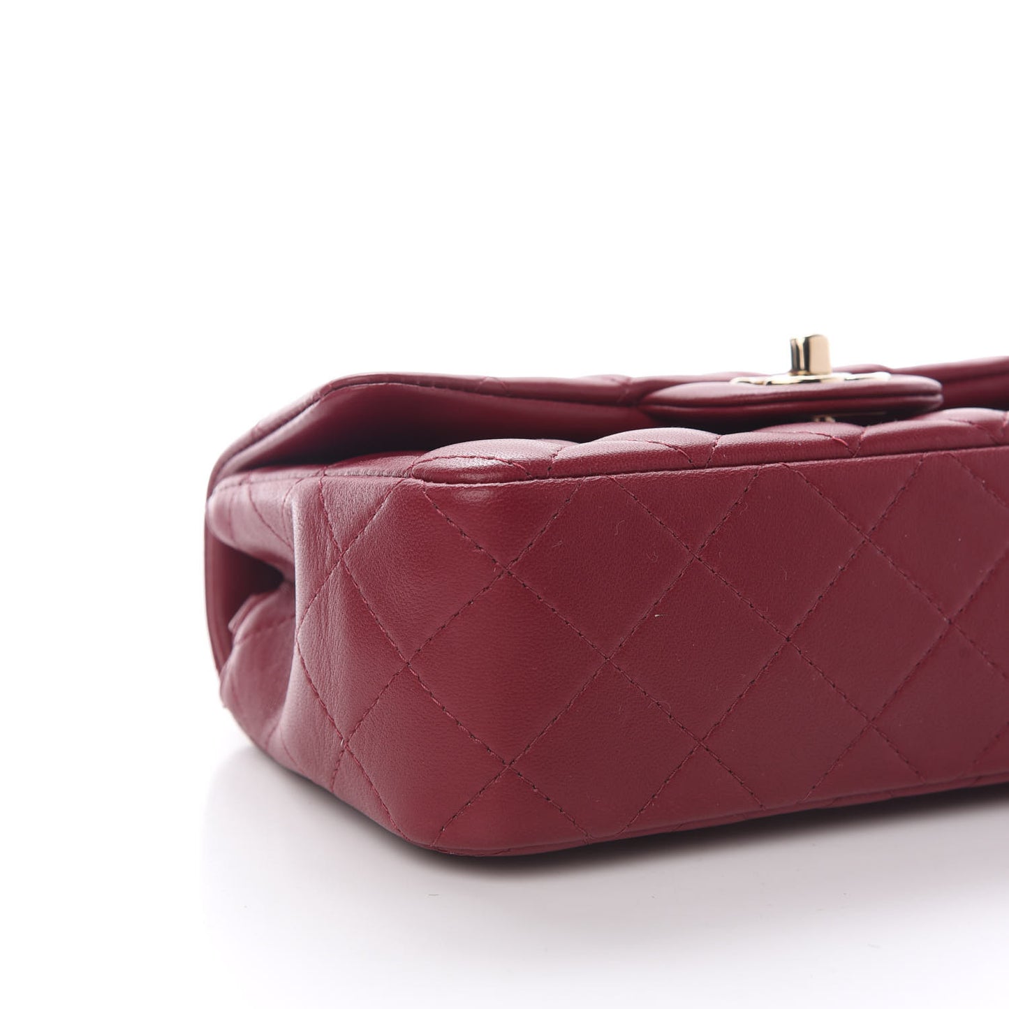 Lambskin Quilted Mini Rectangular Flap Burgundy