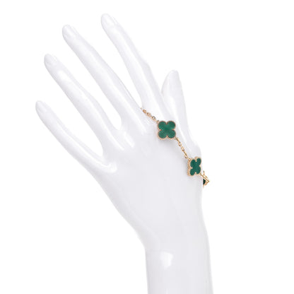 Van Cleef & Arpels 18K Yellow Gold Malachite 5 Motifs Vintage Alhambra Bracelet 2 of 7
