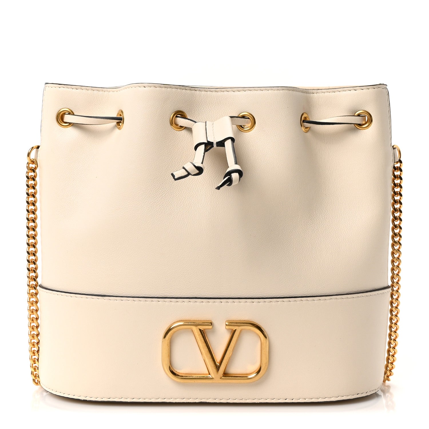 Valentino Garavani Nappa Mini VLogo Signature Chain Bucket Bag Light Ivory 1 of 10
