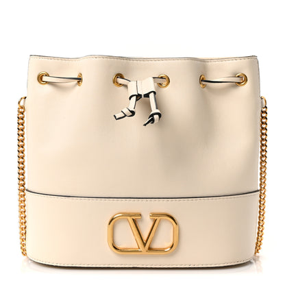 Valentino Garavani Nappa Mini VLogo Signature Chain Bucket Bag Light Ivory 1 of 10
