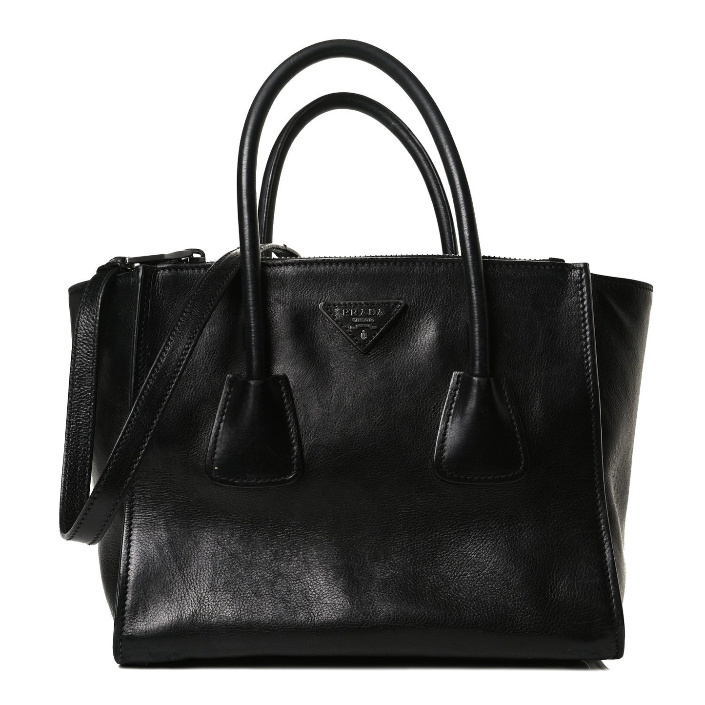 Glace Calf Twin Pocket Tote Black