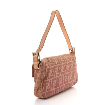 Fendi Metallic Lurex Zucca Vitello Baguette Arancio 3 of 9
