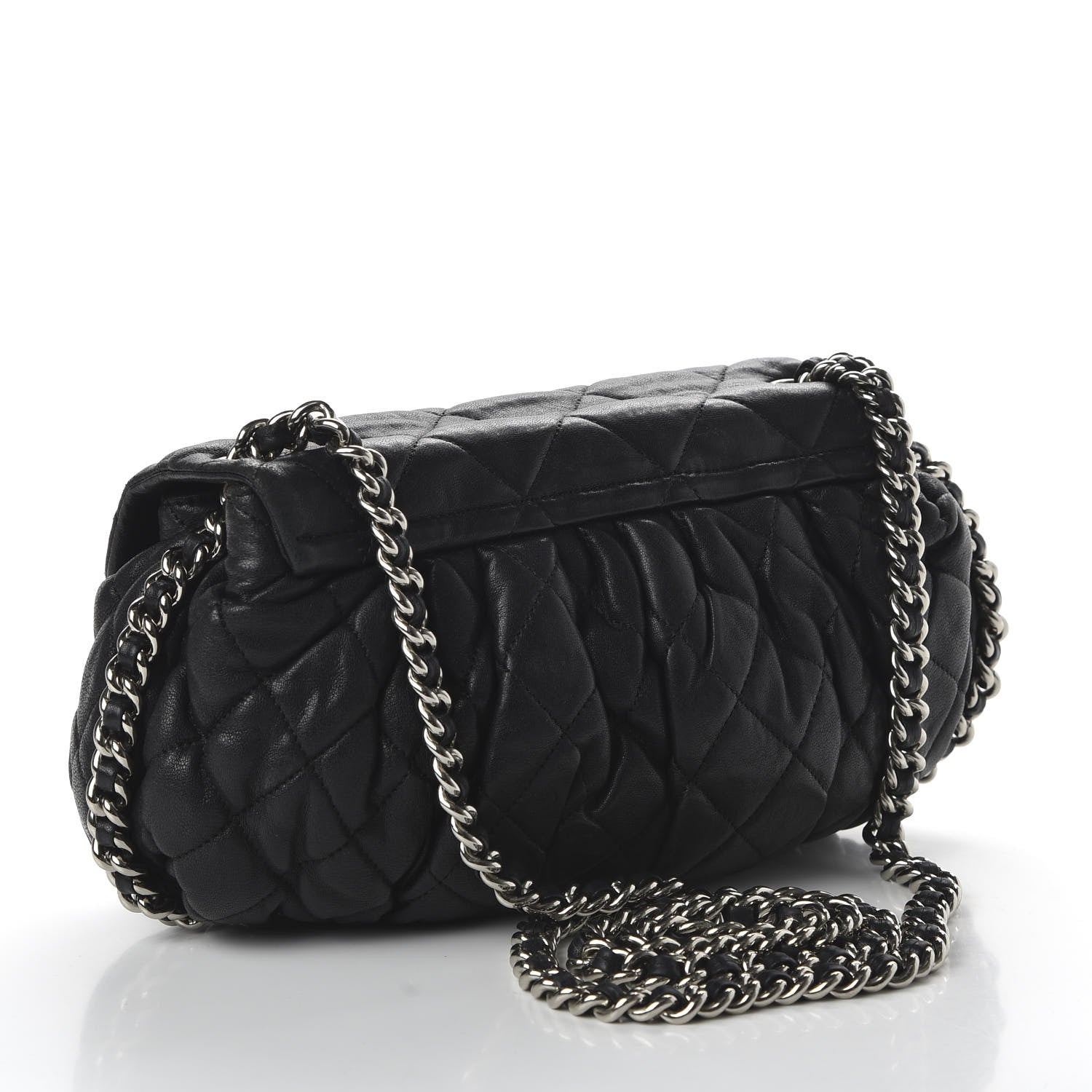 Chanel Washed Lambskin Quilted Medium Chain Around Messenger Black 3 of 10