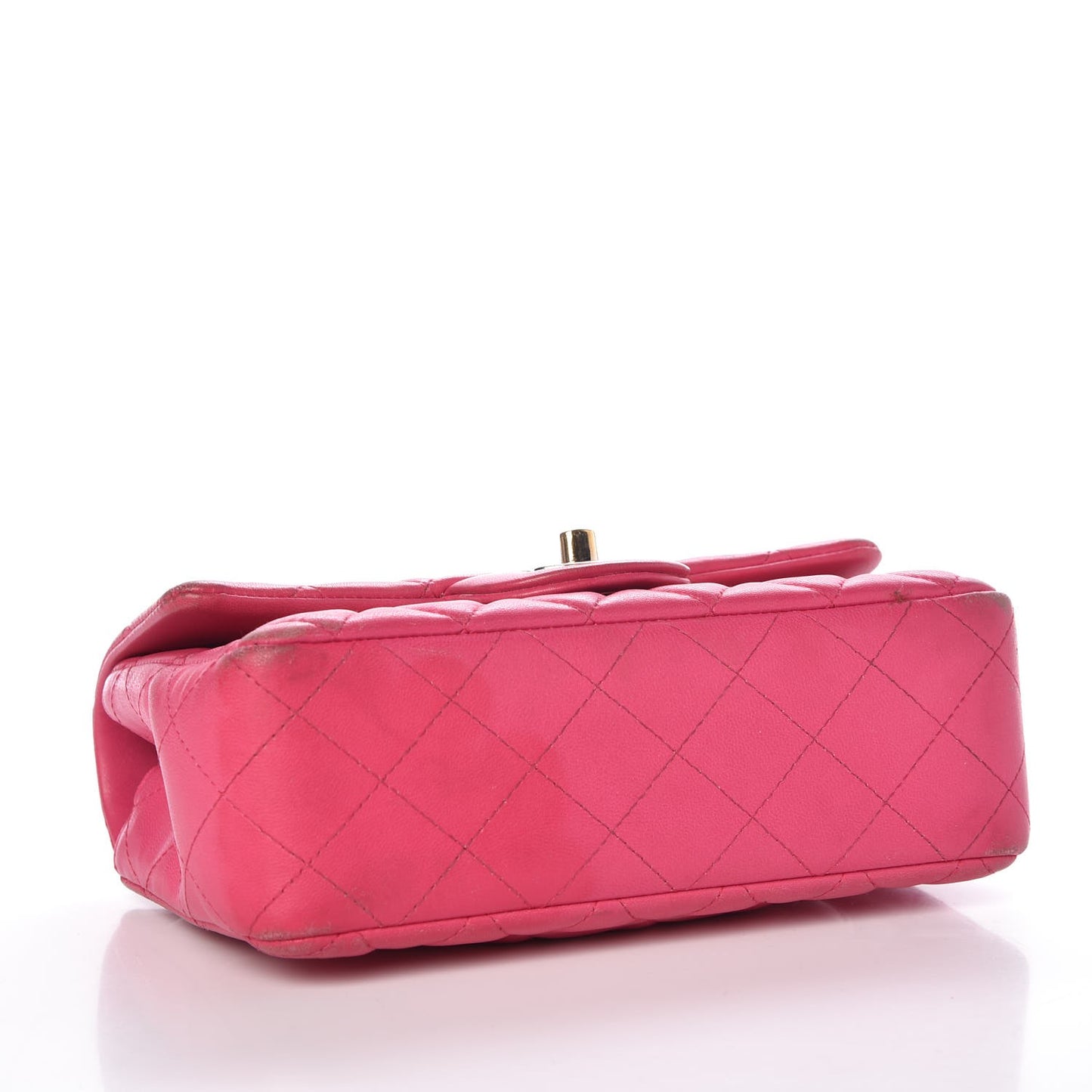 Lambskin Quilted Mini Rectangular Flap Dark Pink