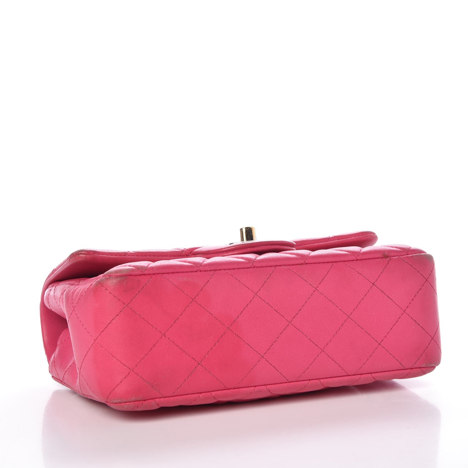 Chanel Lambskin Quilted Mini Rectangular Flap Dark Pink 4 of 21