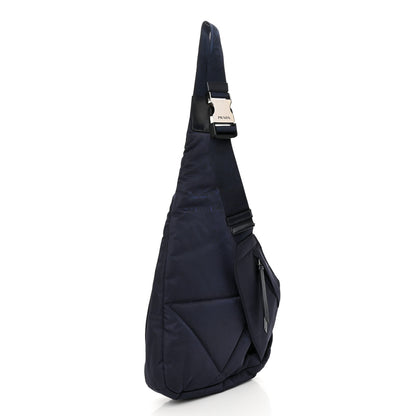 Prada Re-Nylon Vitello Metal Triangle Logo Sling Backpack Bleu 3 of 14