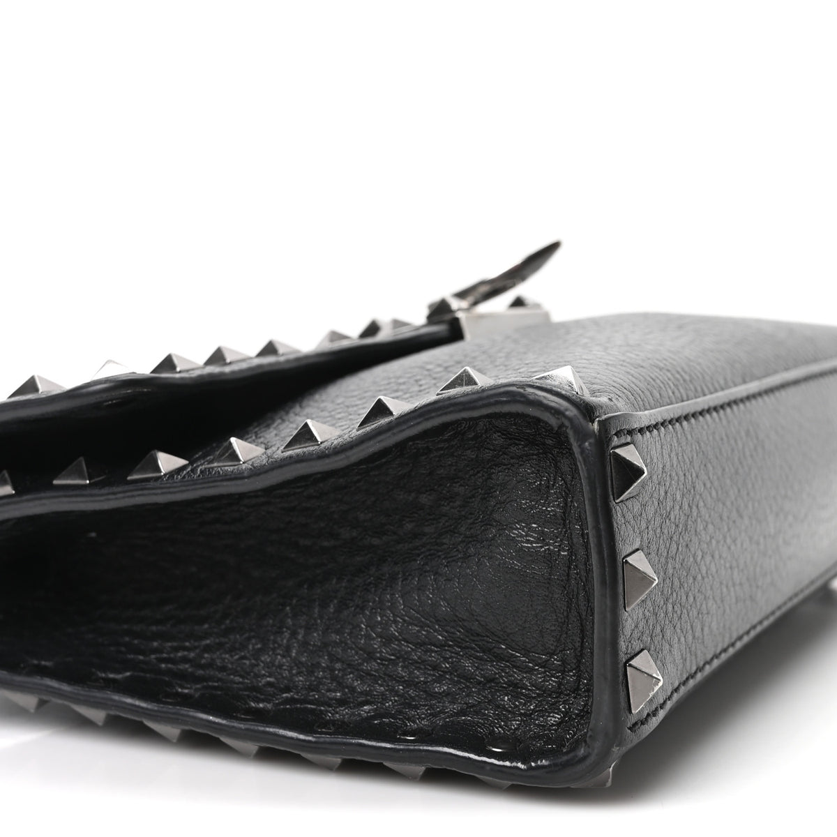 Valentino Garavani Pebbled Calfskin Monochrome Medium Rockstud Flip Lock Crossbody Bag Black 8 of 9