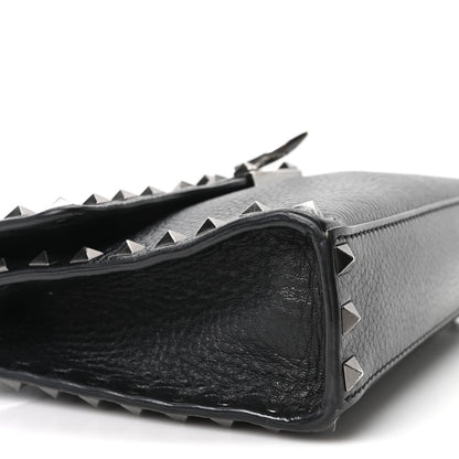 Valentino Garavani Pebbled Calfskin Monochrome Medium Rockstud Flip Lock Crossbody Bag Black 8 of 9