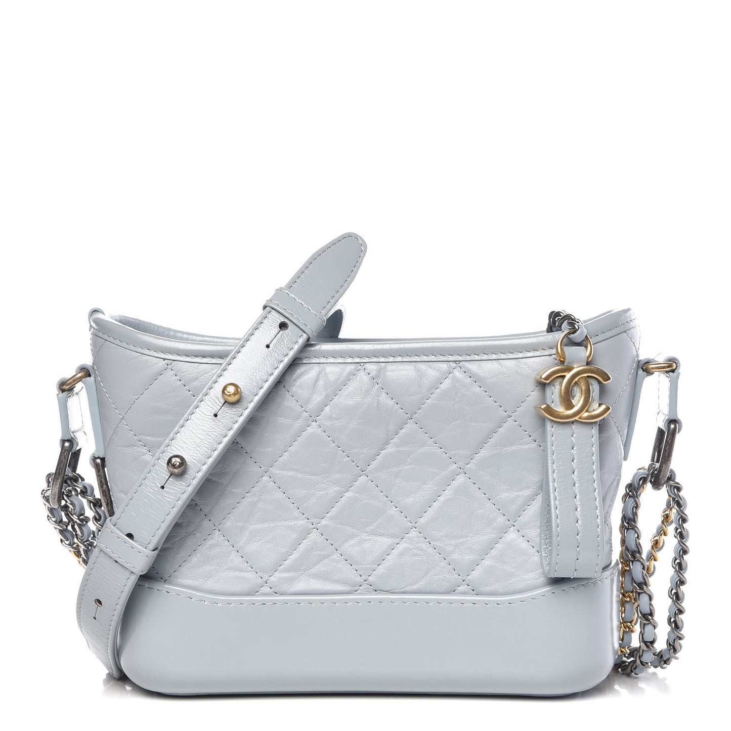 Aged Calfskin Quilted Small Gabrielle Hobo Light Blue