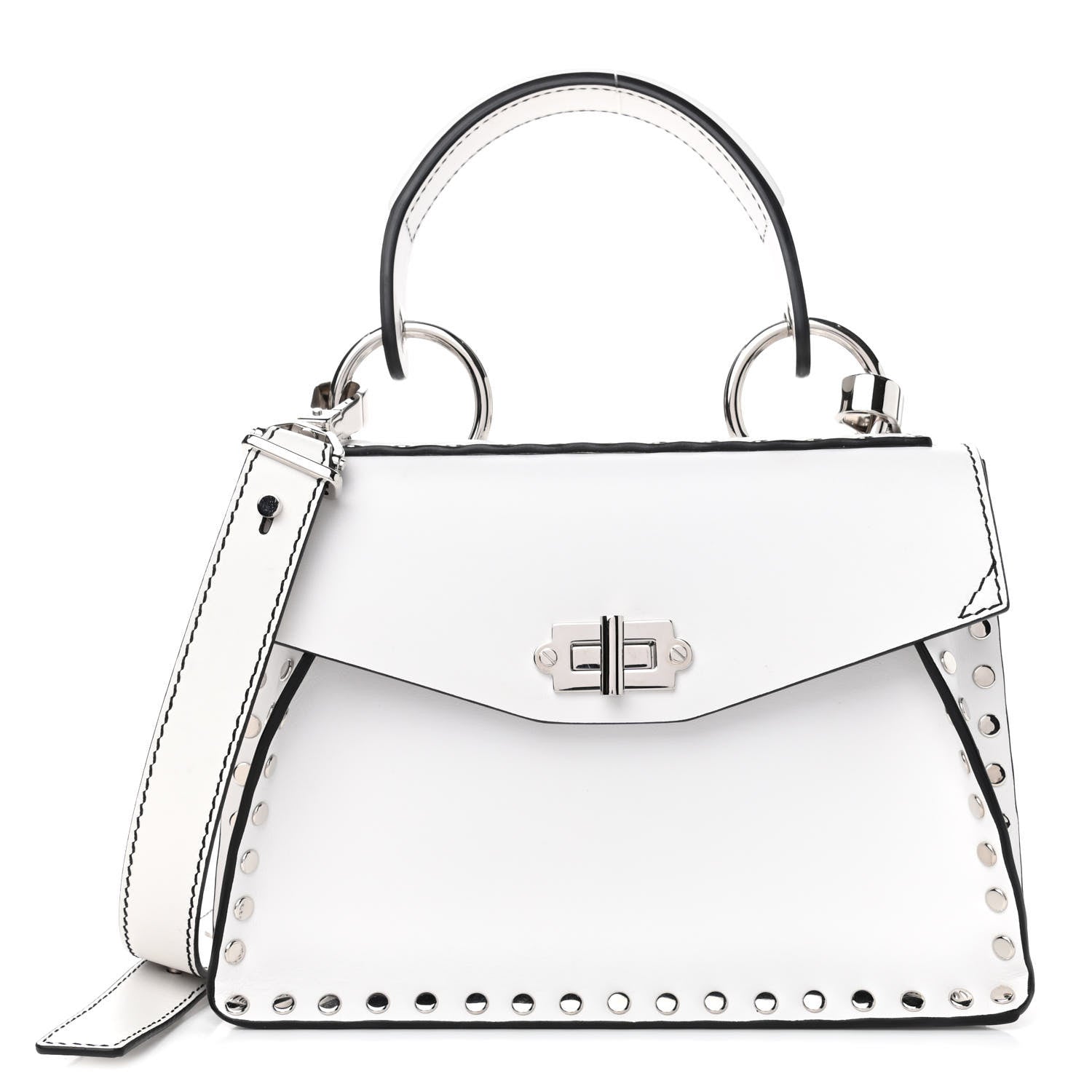 Proenza Schouler Calfskin Small Studded Hava Top Handle Bag White 1 of 4
