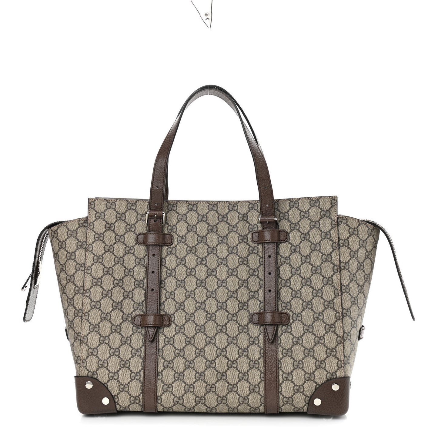 GG Supreme Monogram Textured Dollar Calfskin Medium Detail Tote Beige Ebony New Acero