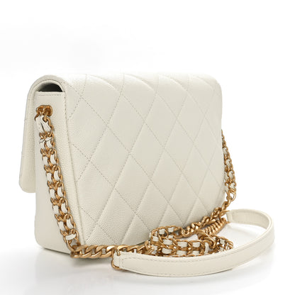 Chanel Shiny Caviar Quilted Small Chain Melody Flap White 2 of 11