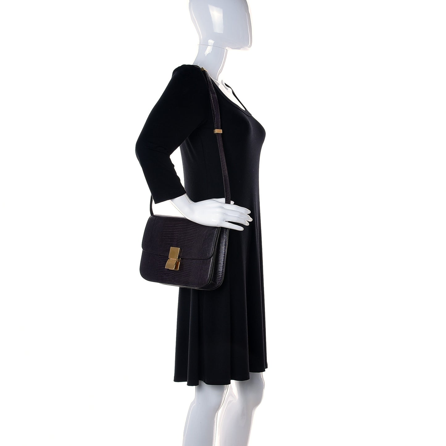 Lizard Medium Classic Box Flap Bag Velvet