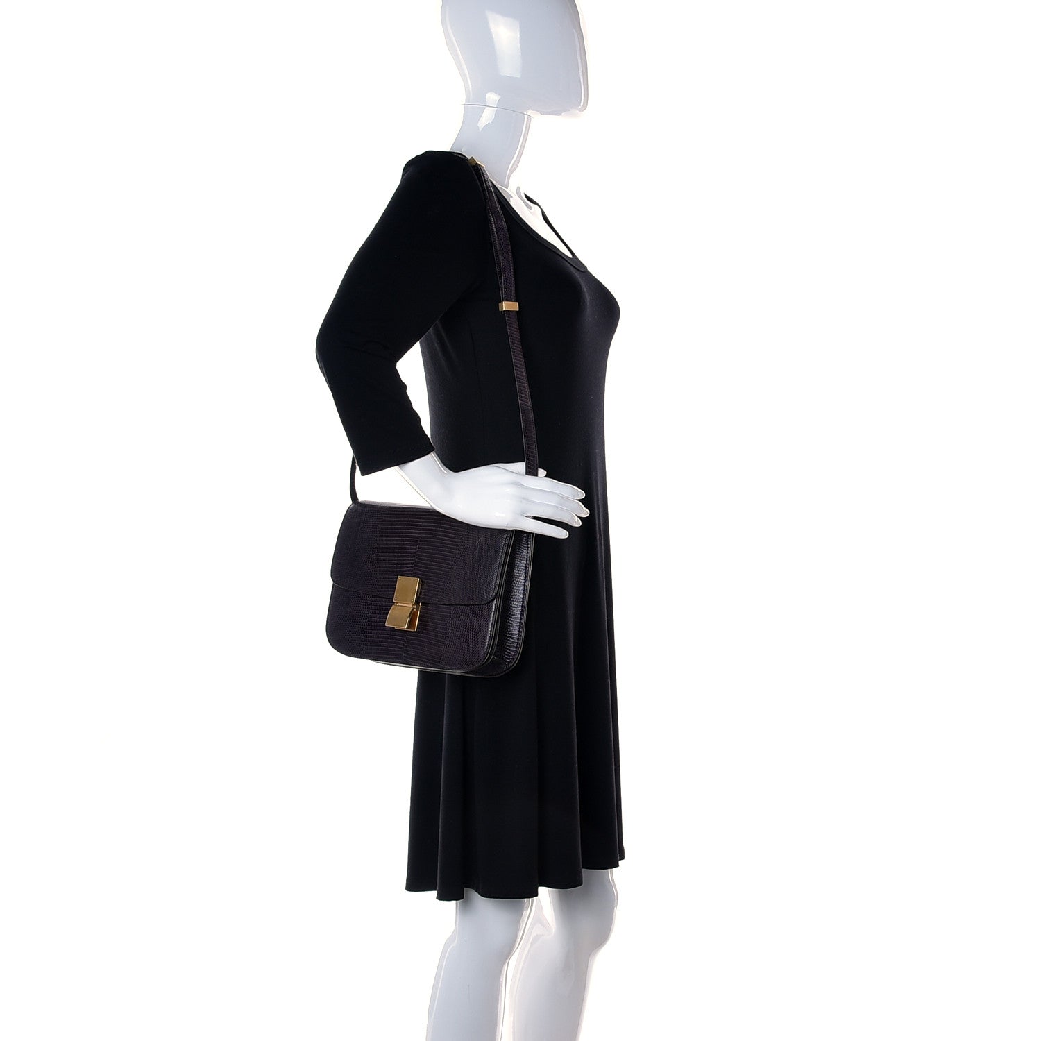 Celine Lizard Medium Classic Box Flap Bag Velvet 2 of 8