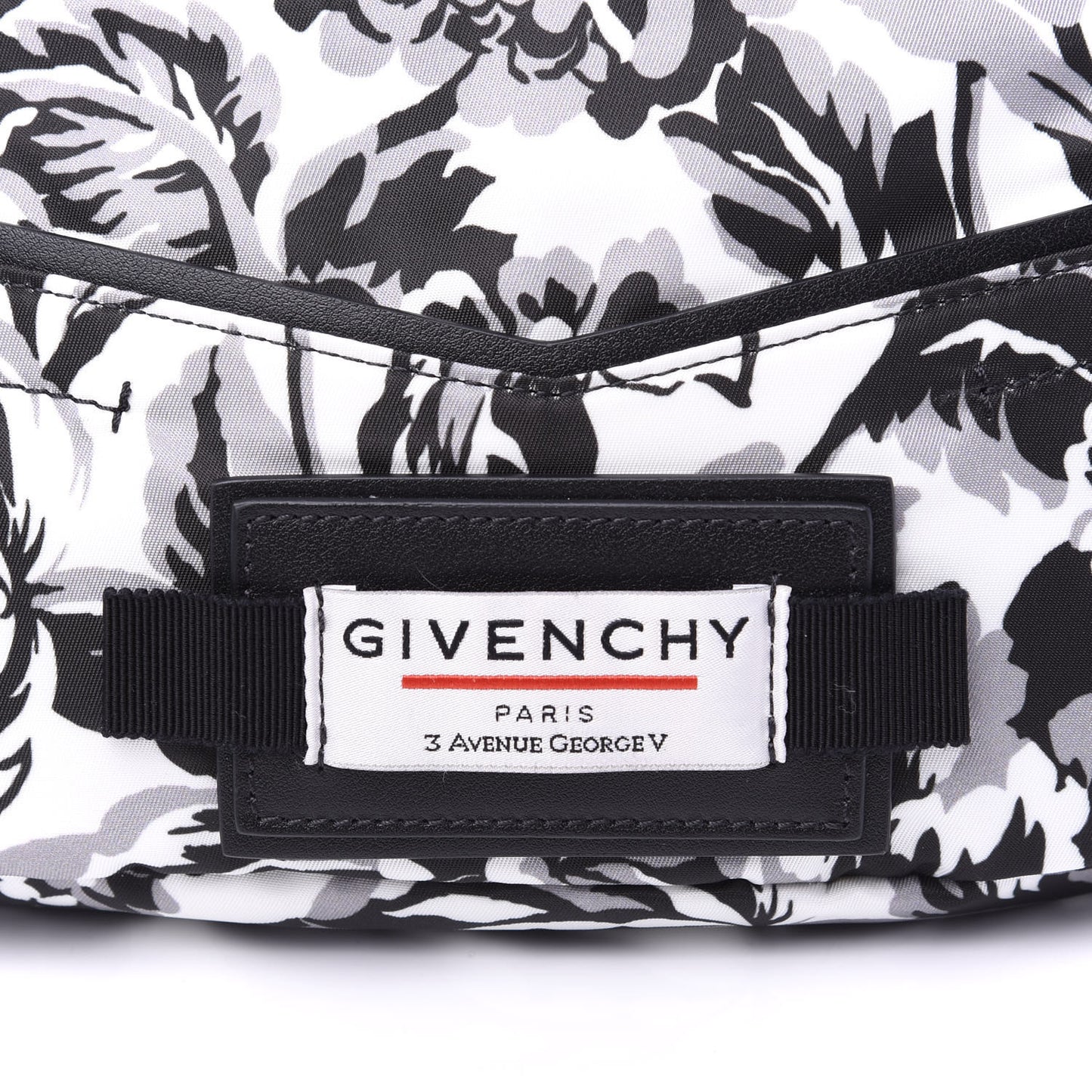 Nylon Print Floral Downtown Belt Bag Black White