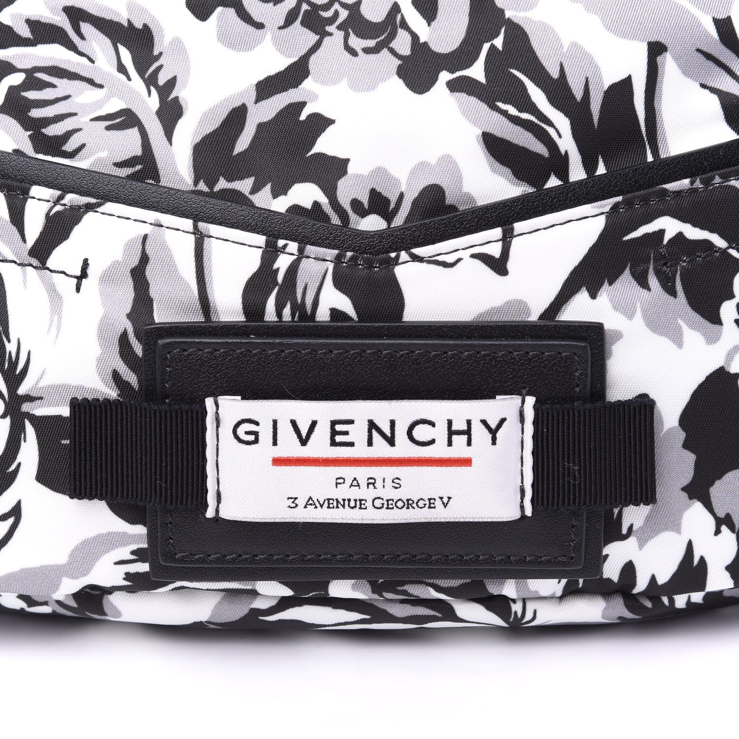 Givenchy Nylon Print Floral Downtown Belt Bag Black White 9 of 9