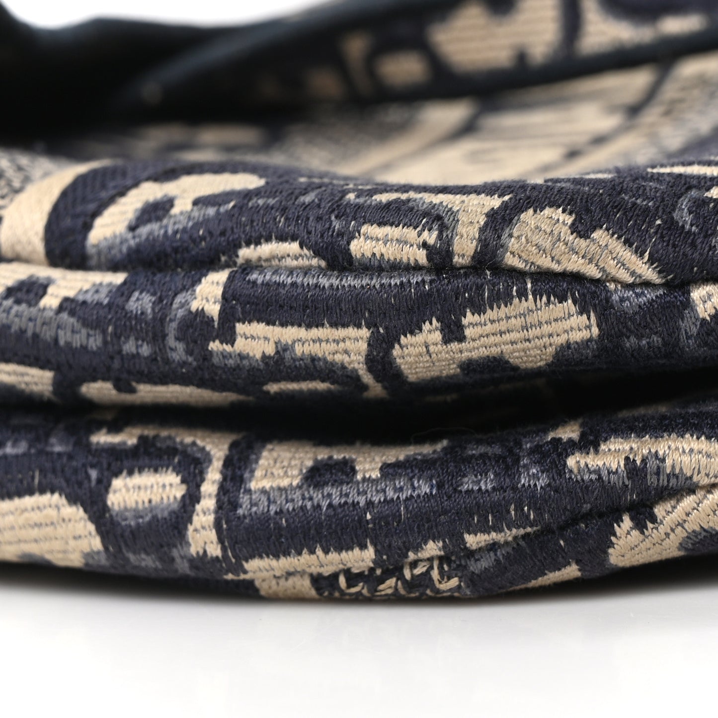 Oblique Embroidered Saddle Bag Blue