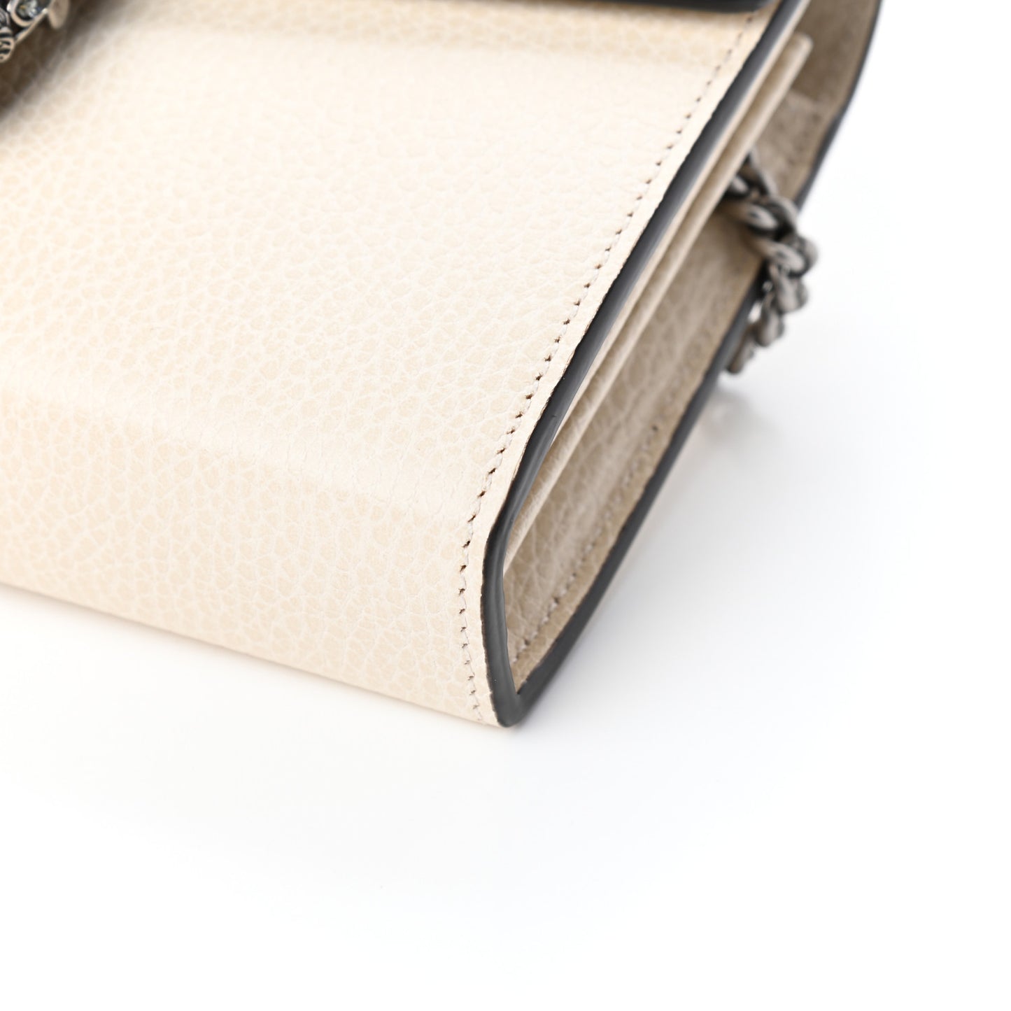 Dollar Calfskin Mini Dionysus Chain Wallet Mystic White