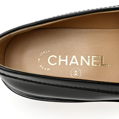 Chanel Shiny Calfskin Logo Loafers 39 Black 8 of 10