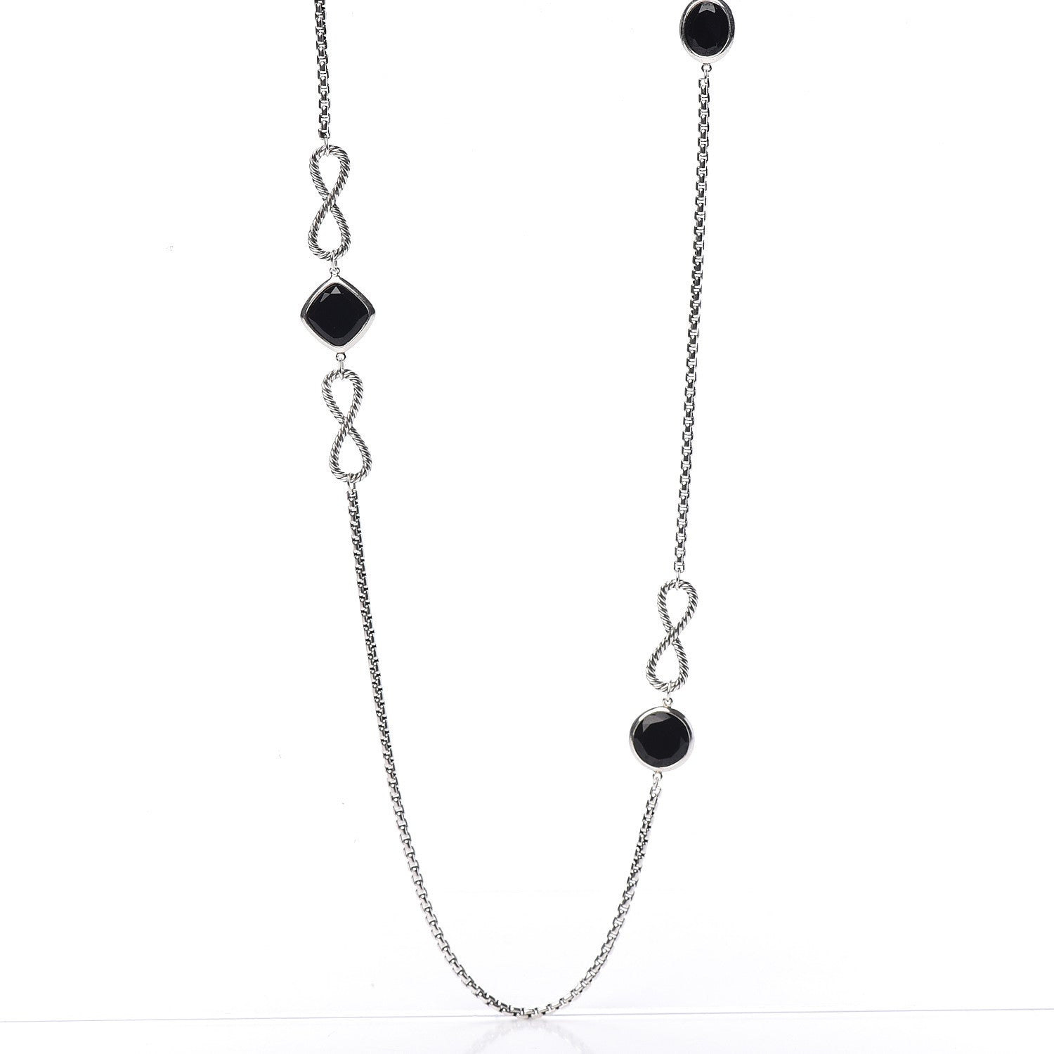 David Yurman Sterling Silver Black Onyx Infinity Necklace 1 of 5