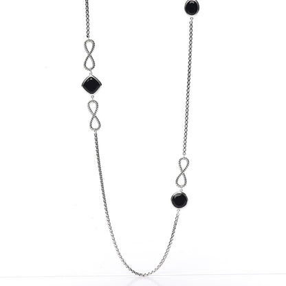 David Yurman Sterling Silver Black Onyx Infinity Necklace 1 of 5