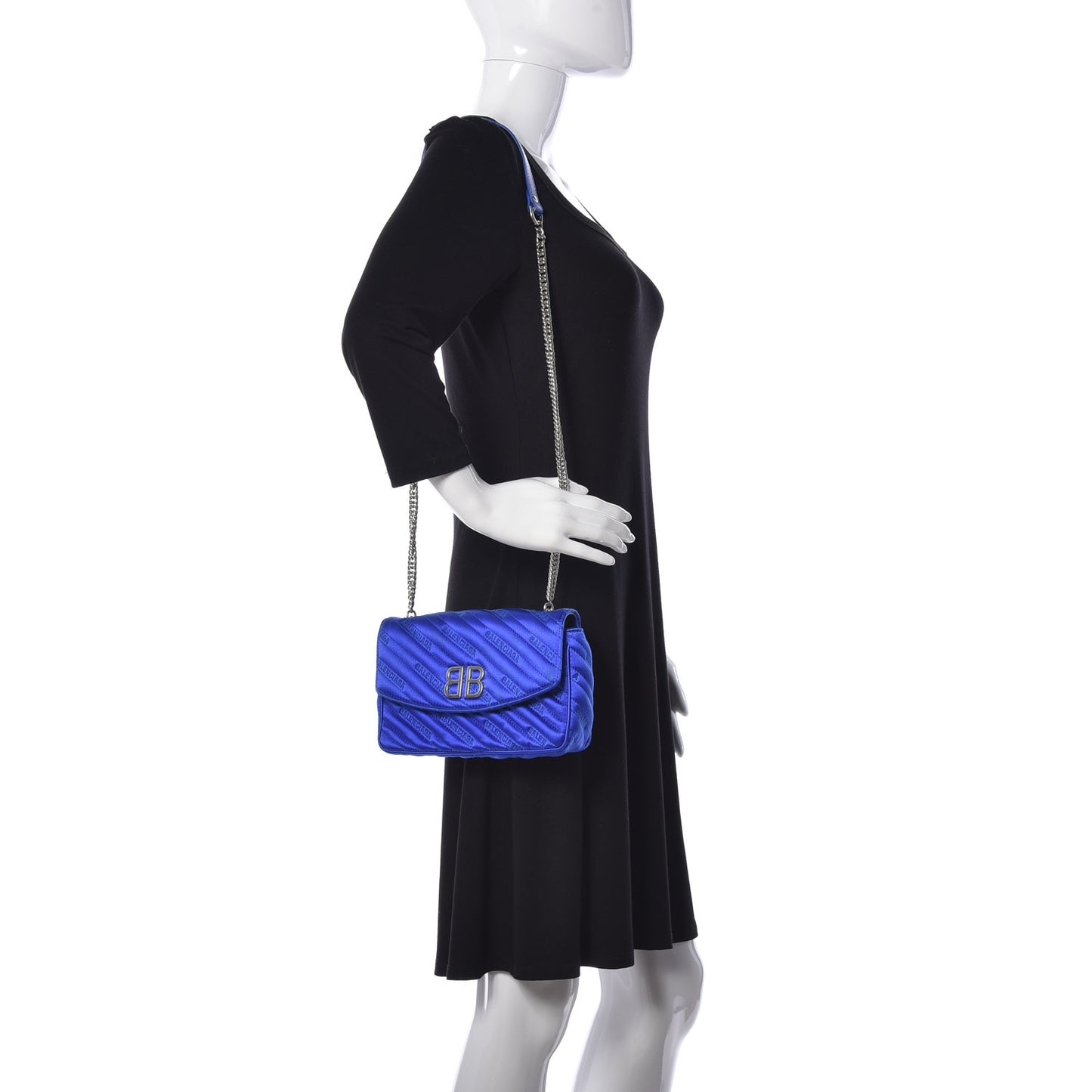 Satin Jacquard Logo Matelasse BB Chain Wallet Electric Bleu