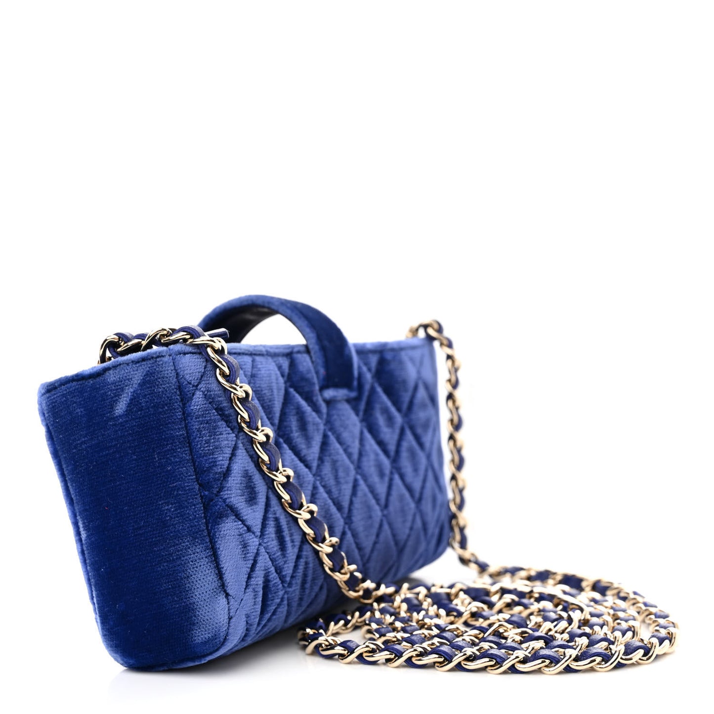 Velvet Quilted Mini Phone Holder Crossbody Bag Blue