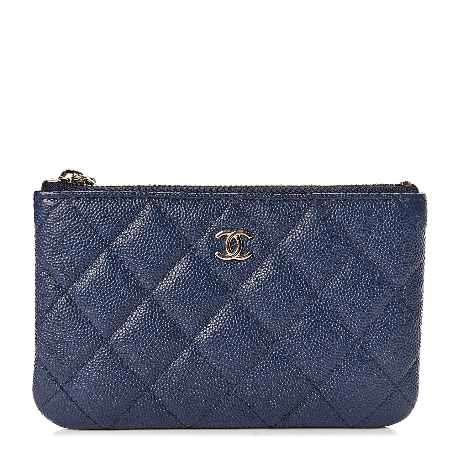 Caviar Quilted Small Cosmetic Case Navy