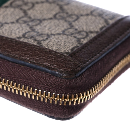 Gucci GG Supreme Monogram Web Ophidia Zip Around Wallet Brown 11 of 12