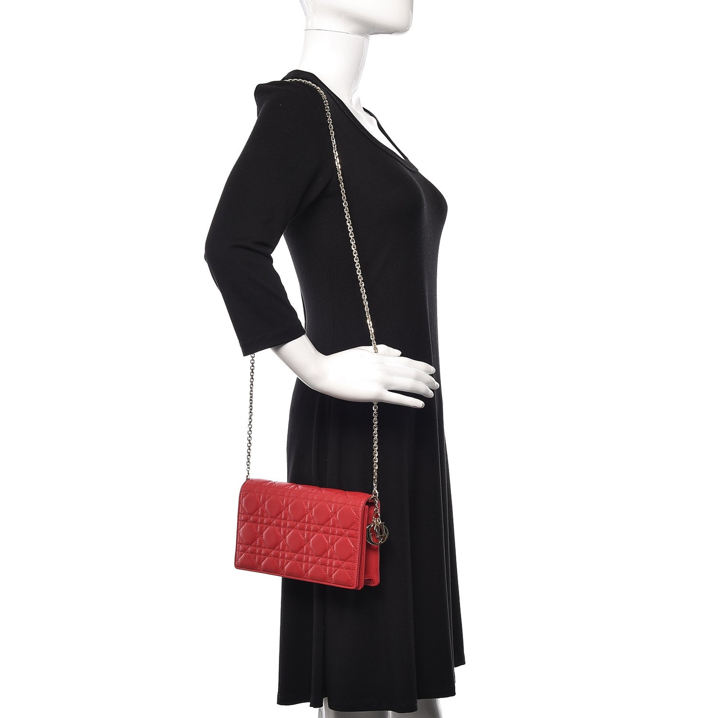 Lambskin Cannage Lady Dior Clutch Red