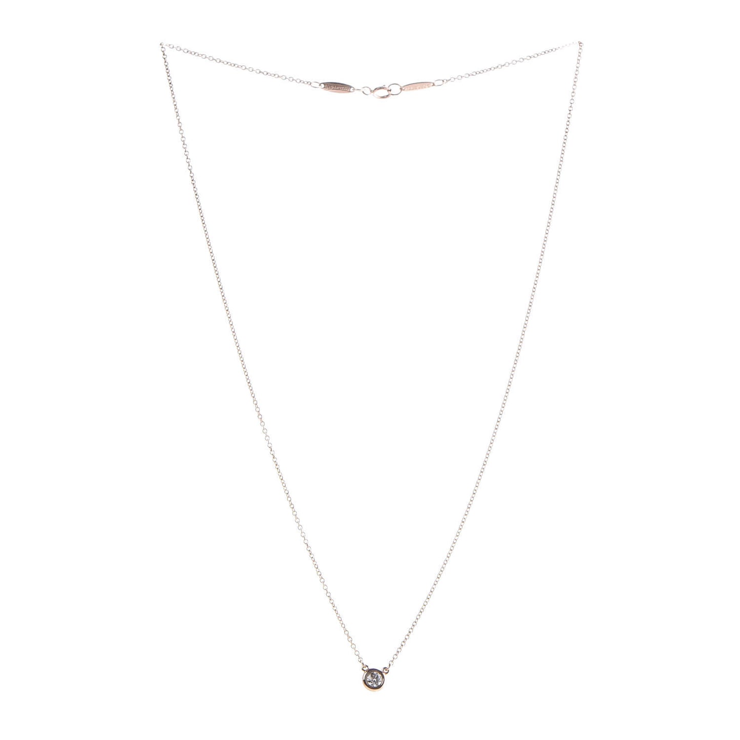 18K Rose Gold Diamond .14ct Elsa Peretti Diamonds by the Yard Pendant Necklace
