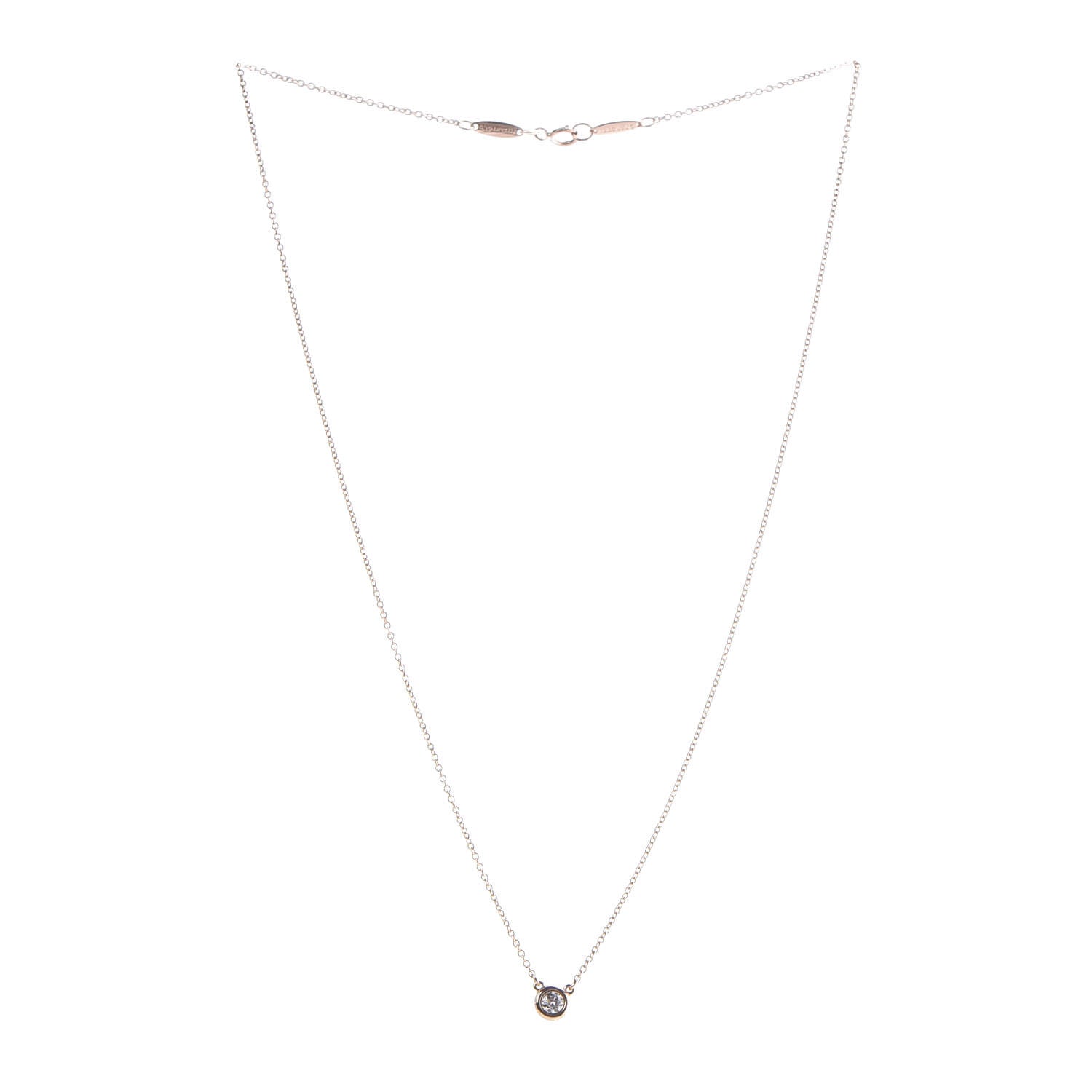 Tiffany 18K Rose Gold Diamond .14ct Elsa Peretti Diamonds by the Yard Pendant Necklace 3 of 8