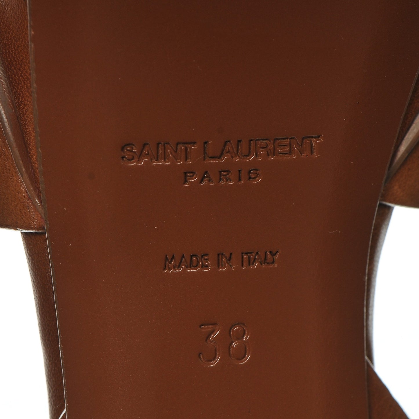 Calfskin Tribute 75 Platform Sandals 38 Amber