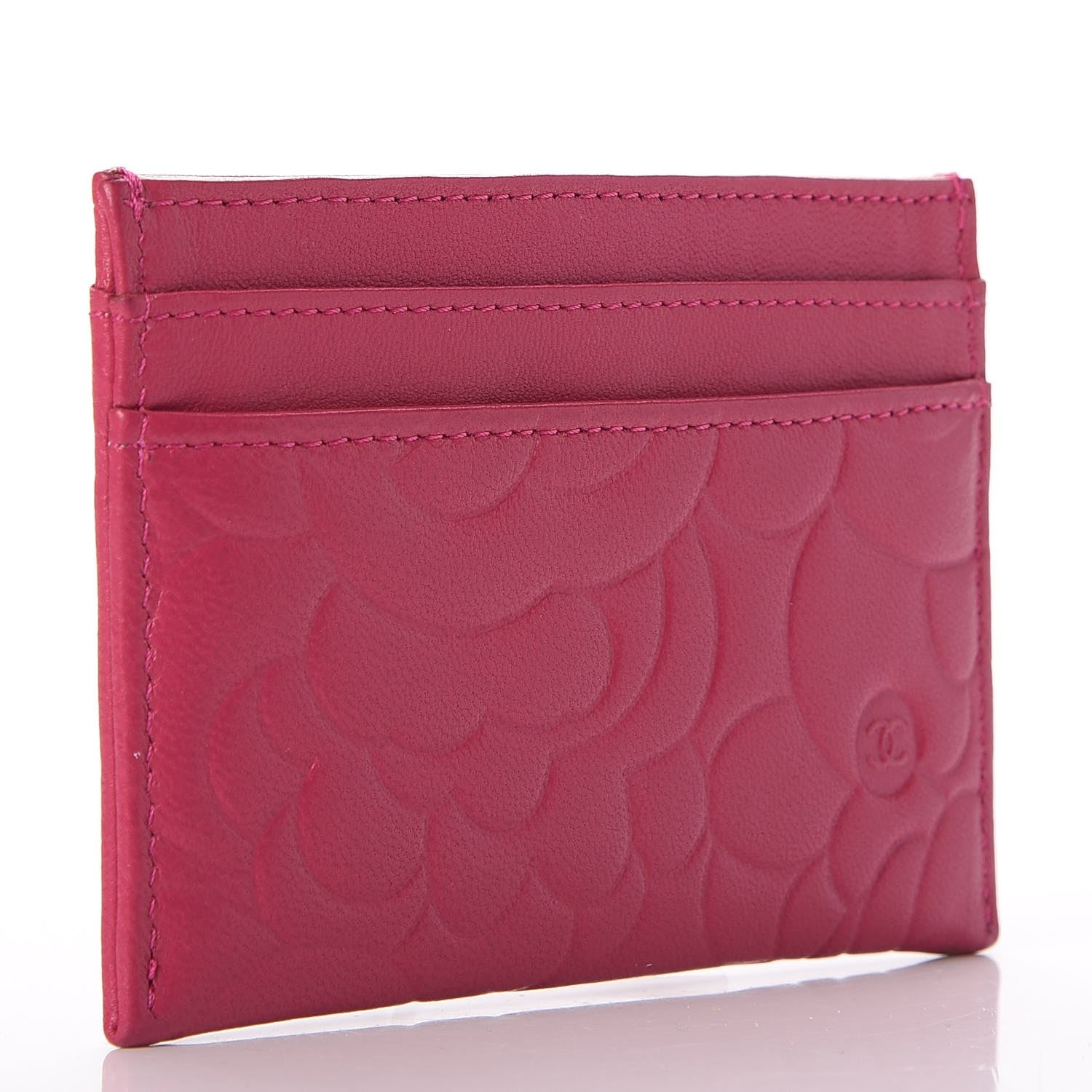 Chanel Lambskin Camellia Embossed Card Holder Fuchsia 3 of 9