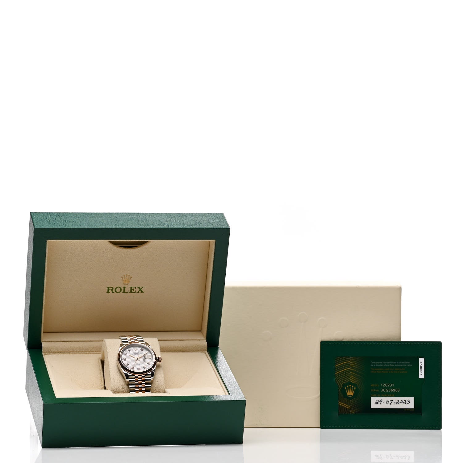 Rolex Stainless Steel 18K Everose Gold Diamond 36mm Oyster Perpetual Datejust Watch Silver Fluted 126231 5 of 5