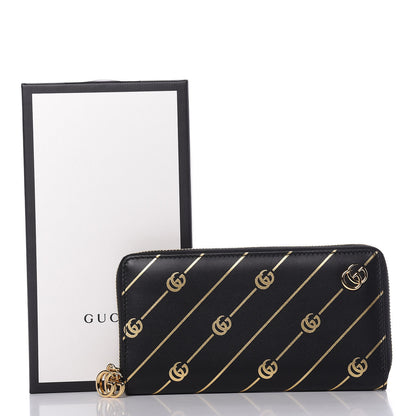 Gucci Moon Calfskin Diagonal GG Zip Around Wallet Black Gold 8 of 8