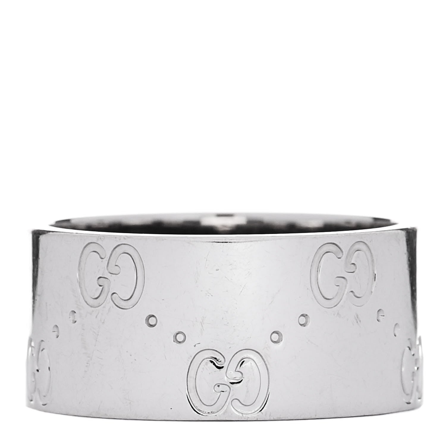 Gucci 18K White Gold Wide Icon Ring 55 7.25 3 of 6